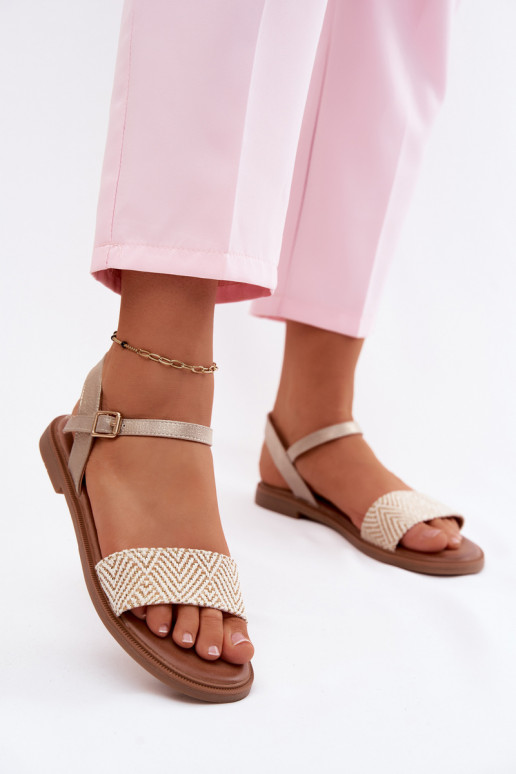 Moteriškos basutės su plačiais kulniukais aukso spalvos Lumina