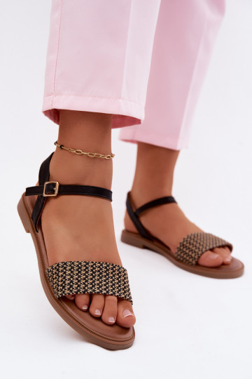 Moteriškos basutės su plačiais kulniukais juodos spalvos Lumina