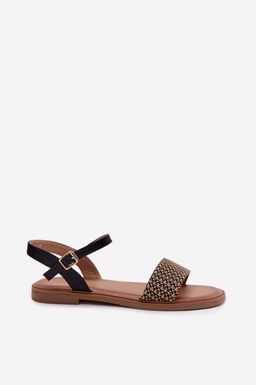 Moteriškos basutės su plačiais kulniukais juodos spalvos Lumina