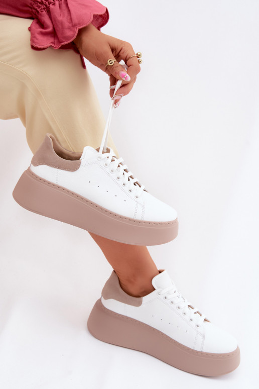 Oda Sneakers modelio batai Moteriškas su platforma Zazoo N408S2 baltos spalvos