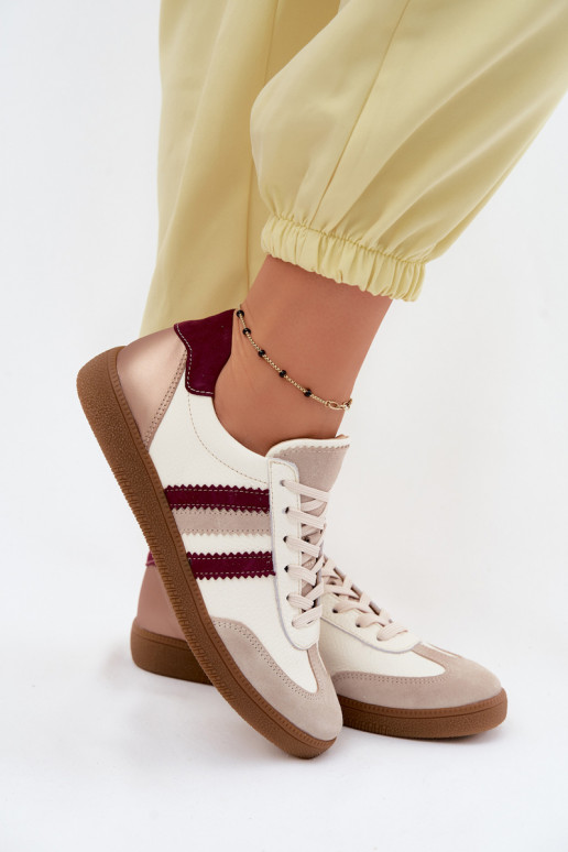 Oda Sneakers modelio batai Moteriškas Zazoo N1234S2 Baltos-bordo spalvos