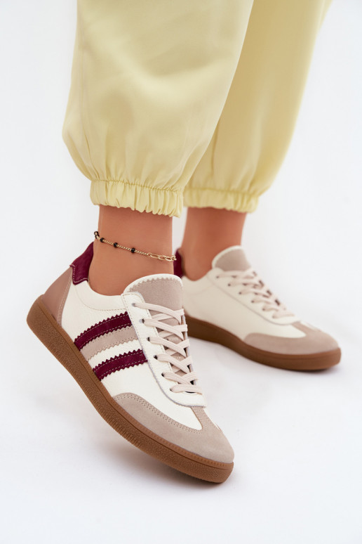 Odiniai sportbačiai Zazoo N1234S2 baltos-bordo spalvos