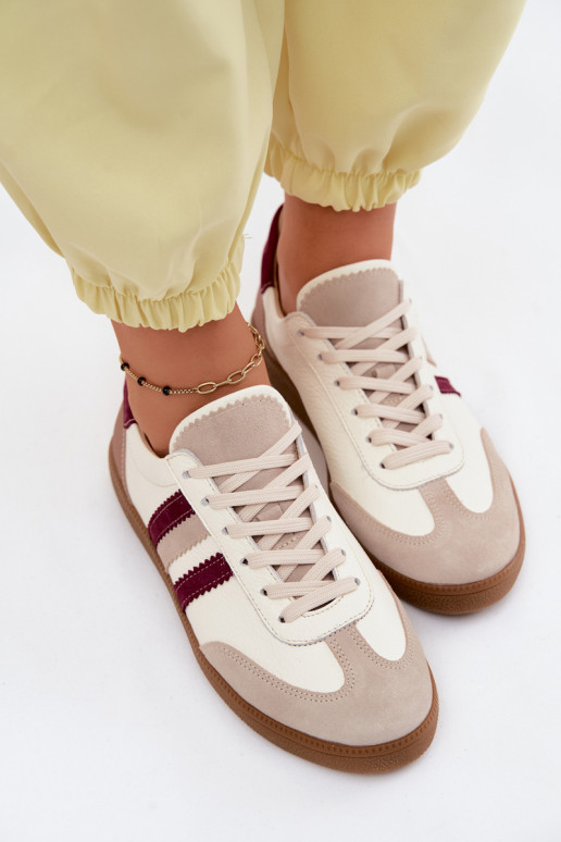 Oda Sneakers modelio batai Moteriškas Zazoo N1234S2 Baltos-bordo spalvos