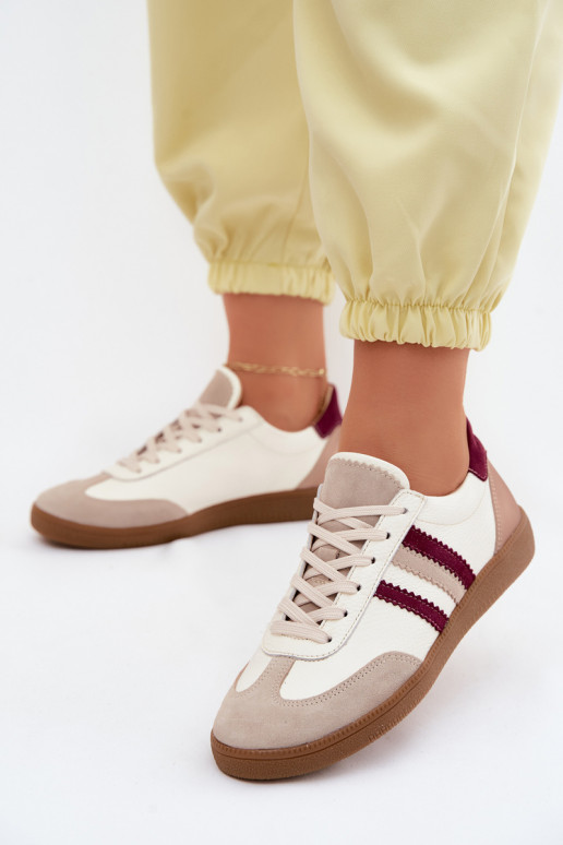 Oda Sneakers modelio batai Moteriškas Zazoo N1234S2 Baltos-bordo spalvos