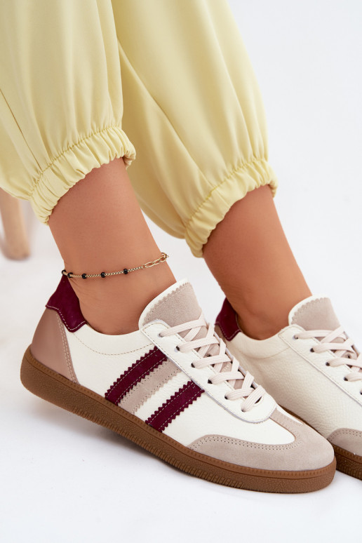 Oda Sneakers modelio batai Moteriškas Zazoo N1234S2 Baltos-bordo spalvos