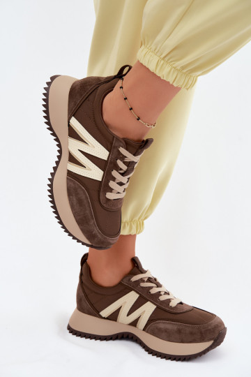 iš zomšos Sneakers modelio batai Moteriškas su platforma Vinceza 41521 rudos spalvos