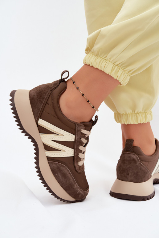 iš zomšos Sneakers modelio batai Moteriškas su platforma Vinceza 41521 rudos spalvos