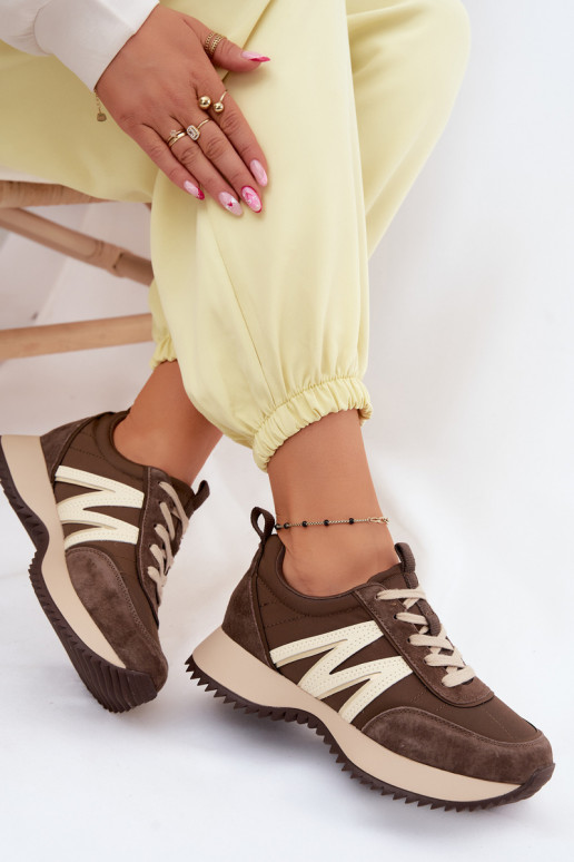 iš zomšos Sneakers modelio batai Moteriškas su platforma Vinceza 41521 rudos spalvos