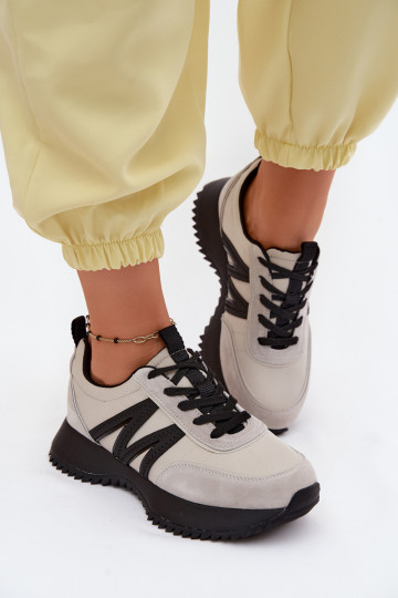 iš zomšos Sneakers modelio batai Moteriškas su platforma Vinceza 41521 pilkos spalvos