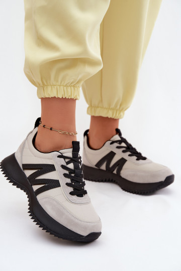 iš zomšos Sneakers modelio batai Moteriškas su platforma Vinceza 41521 pilkos spalvos 2