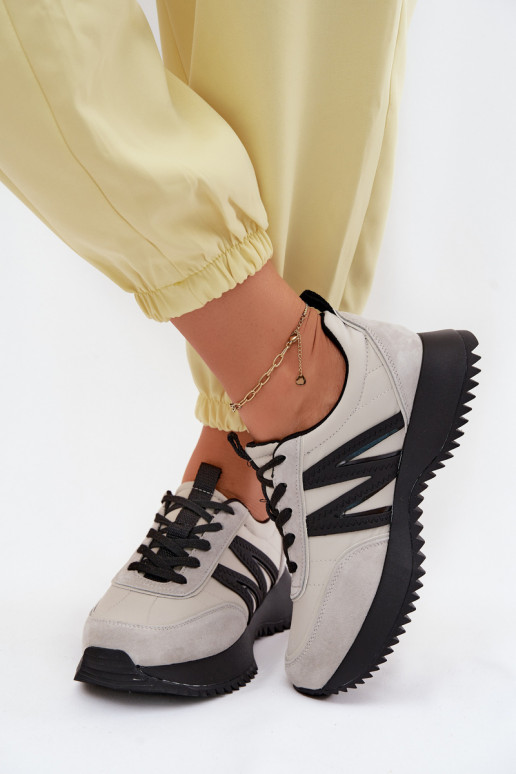 iš zomšos Sneakers modelio batai Moteriškas su platforma Vinceza 41521 pilkos spalvos