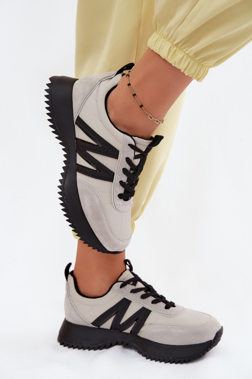 iš zomšos Sneakers modelio batai Moteriškas su platforma Vinceza 41521 pilkos spalvos