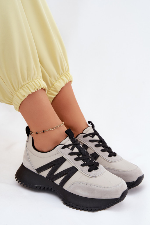iš zomšos Sneakers modelio batai Moteriškas su platforma Vinceza 41521 pilkos spalvos