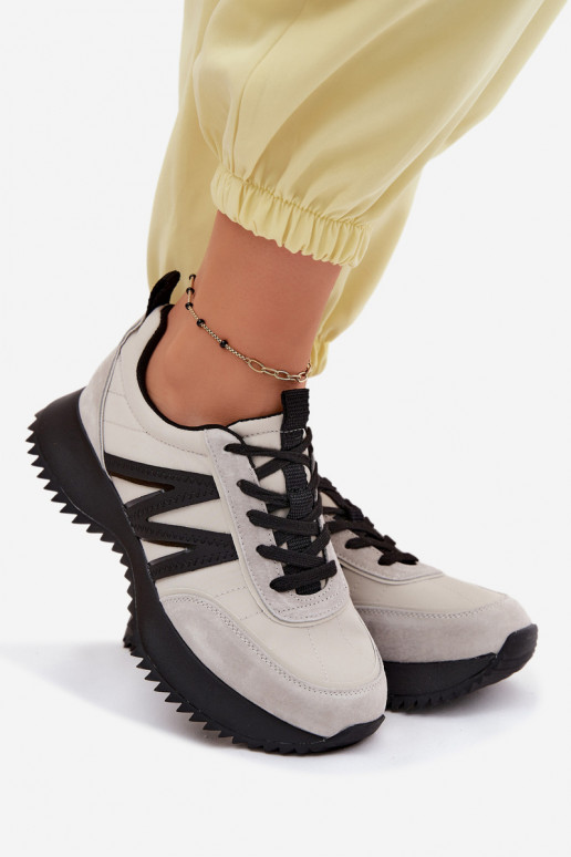iš zomšos Sneakers modelio batai Moteriškas su platforma Vinceza 41521 pilkos spalvos