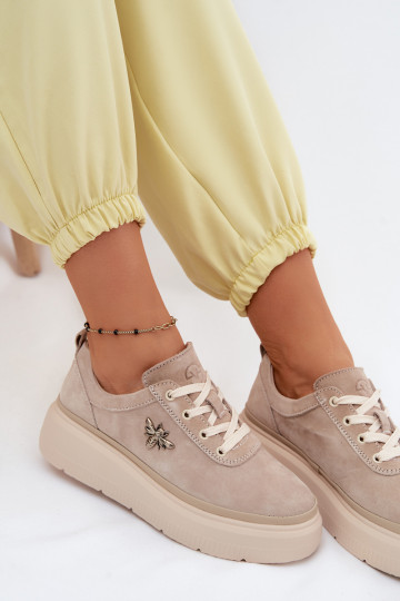 Oda iš zomšos batai Moteriškas su platforma Vinceza 41523 smėlio spalvos