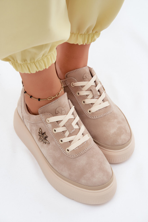 Oda iš zomšos batai Moteriškas su platforma Vinceza 41523 smėlio spalvos