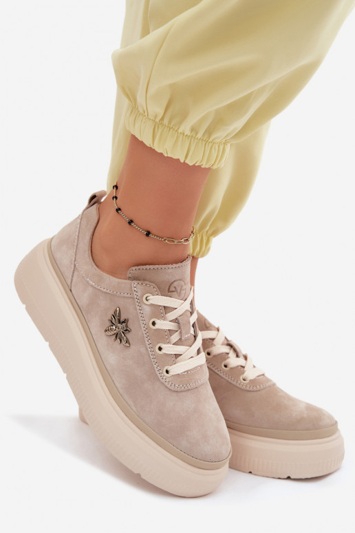 Oda iš zomšos batai Moteriškas su platforma Vinceza 41523 smėlio spalvos