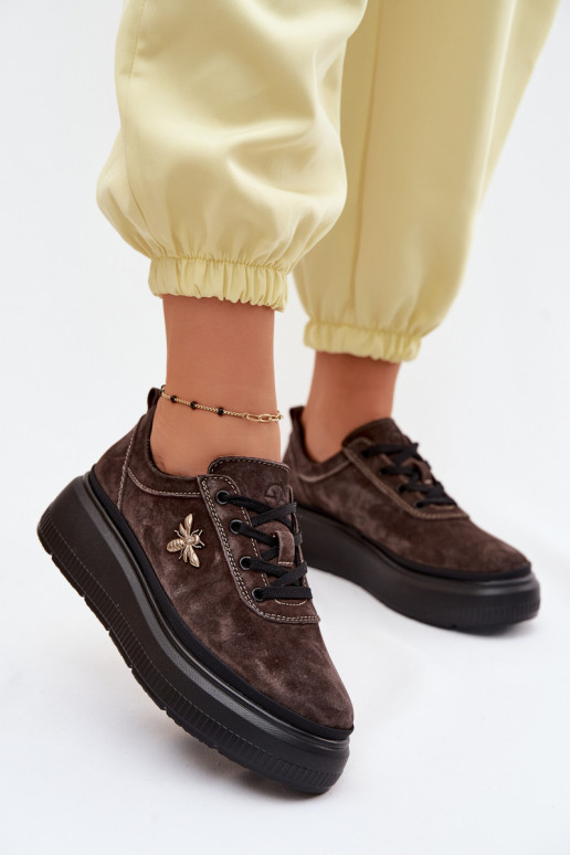 Oda iš zomšos batai Moteriškas su platforma Vinceza 41523 CzekoladoĮe