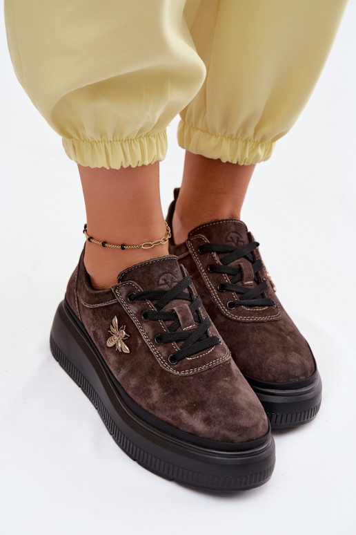 Oda iš zomšos batai Moteriškas su platforma Vinceza 41523 CzekoladoĮe