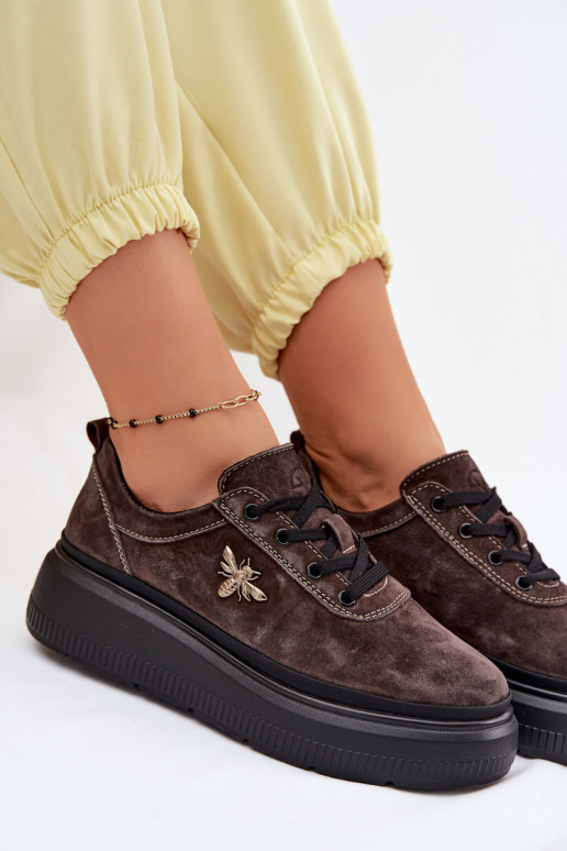 Oda iš zomšos batai Moteriškas su platforma Vinceza 41523 CzekoladoĮe