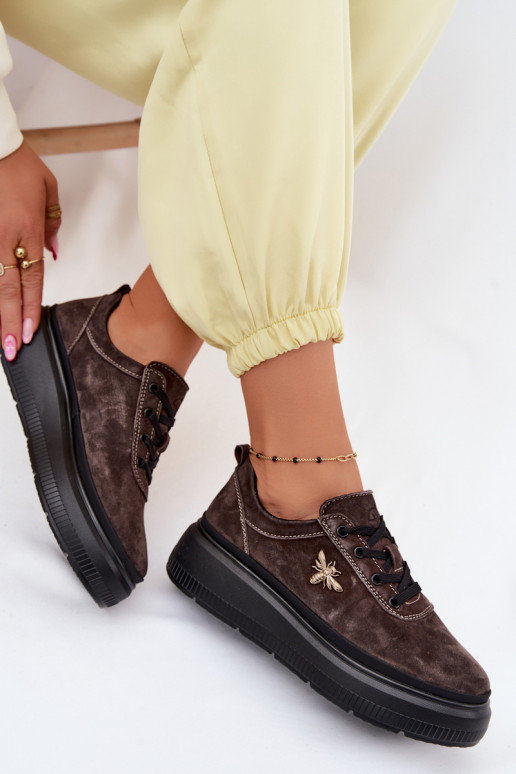 Oda iš zomšos batai Moteriškas su platforma Vinceza 41523 CzekoladoĮe