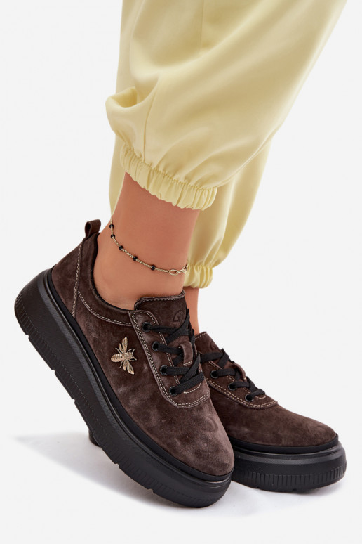 Oda iš zomšos batai Moteriškas su platforma Vinceza 41523 CzekoladoĮe