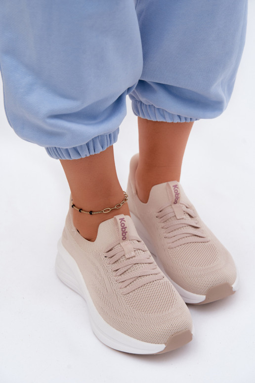  sportiniai bateliai Sneakers modelio batai Moteriškas Įsispiriamo modelio Kobbo 102425 smėlio spalvos