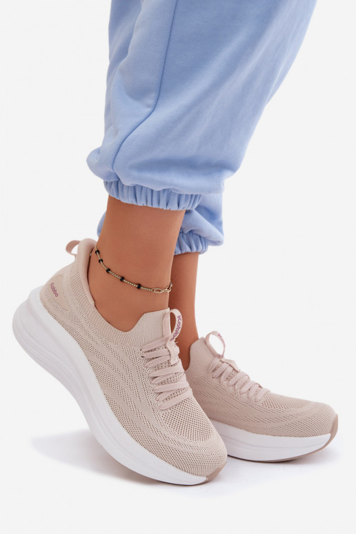  sportiniai bateliai Sneakers modelio batai Moteriškas Įsispiriamo modelio Kobbo 102425 smėlio spalvos