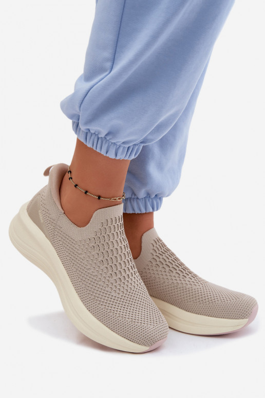 Įsispiriamo modelio Sneakers modelio batai Moteriškas  Kobbo 102424 smėlio spalvos