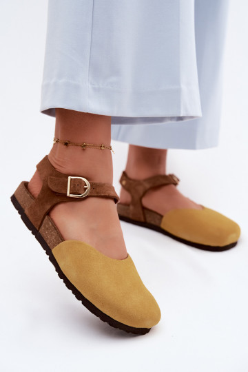 Oda Moteriškos zomšinės basutėssuZakrytymi Palcami Tai turiciejka H7365-07 geltonos spalvos 2