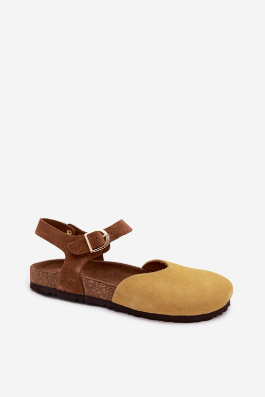 Oda Moteriškos zomšinės basutėssuZakrytymi Palcami Tai turiciejka H7365-07 geltonos spalvos