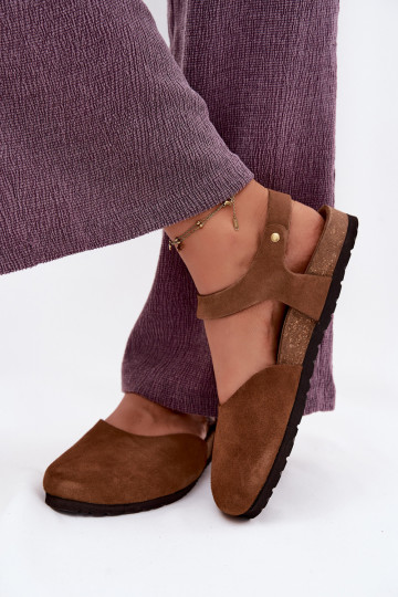 Oda Moteriškos zomšinės basutėssuZakrytymi Palcami Tai turiciejka H7365-02 rudos spalvos