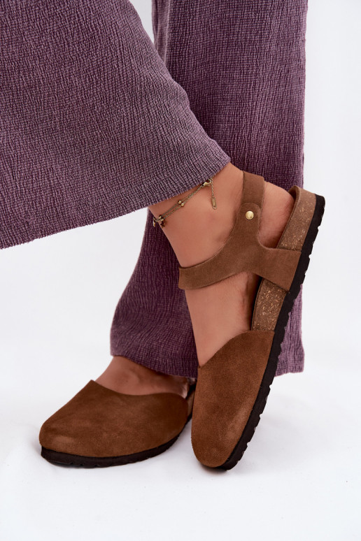 Oda Moteriškos zomšinės basutėssuZakrytymi Palcami Tai turiciejka H7365-02 rudos spalvos