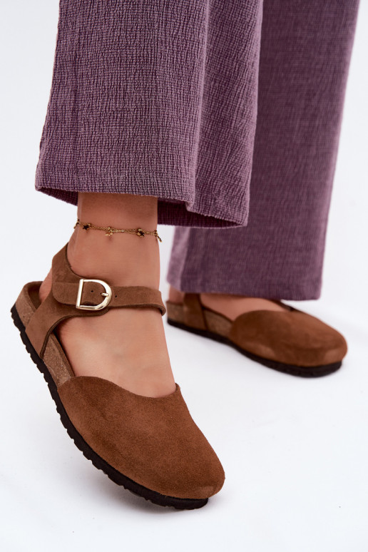 Oda Moteriškos zomšinės basutėssuZakrytymi Palcami Tai turiciejka H7365-02 rudos spalvos