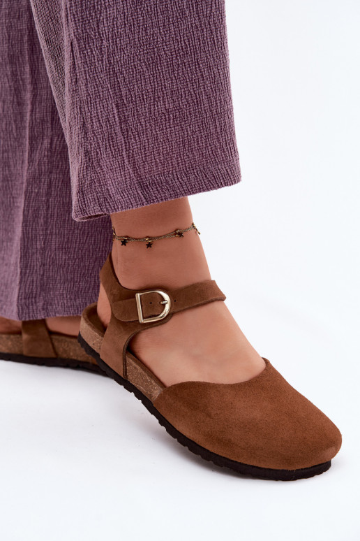 Oda Moteriškos zomšinės basutėssuZakrytymi Palcami Tai turiciejka H7365-02 rudos spalvos