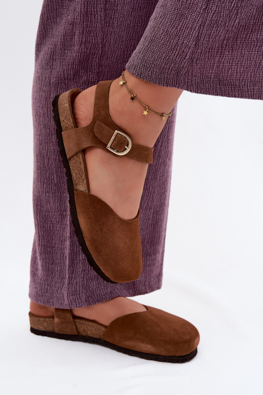 Oda Moteriškos zomšinės basutėssuZakrytymi Palcami Tai turiciejka H7365-02 rudos spalvos