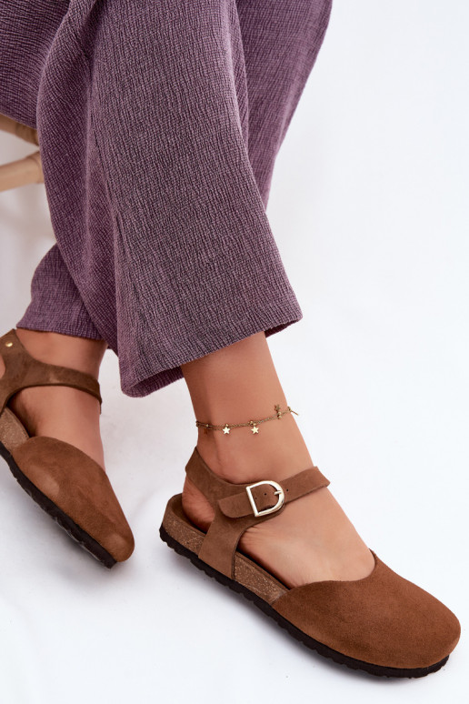 Oda Moteriškos zomšinės basutėssuZakrytymi Palcami Tai turiciejka H7365-02 rudos spalvos