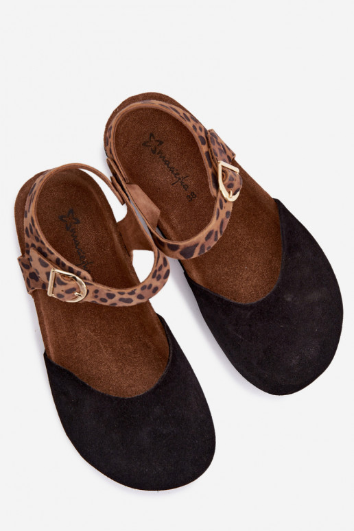 Oda Moteriškos zomšinės basutėssuZakrytymi Palcami Tai turiciejka H7365-01 juodos spalvos