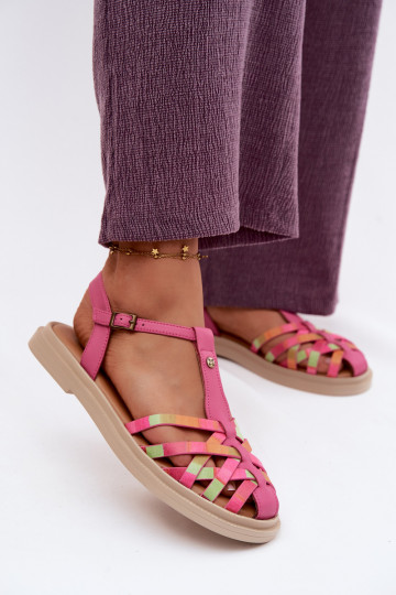 Oda Lygiapadės basutės moterims su juostelėmis Tai turiciejka K7442-15 rožinės spalvos 2