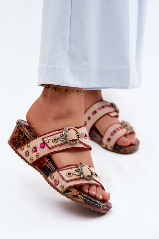 Oda Raštuotas Moteriškos šlepetės su platforma Tai turiciejka K7406-04 įvairių spalvų