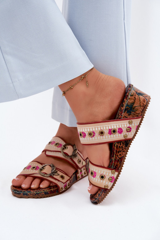 Oda Raštuotas Moteriškos šlepetės su platforma Tai turiciejka K7406-04 įvairių spalvų