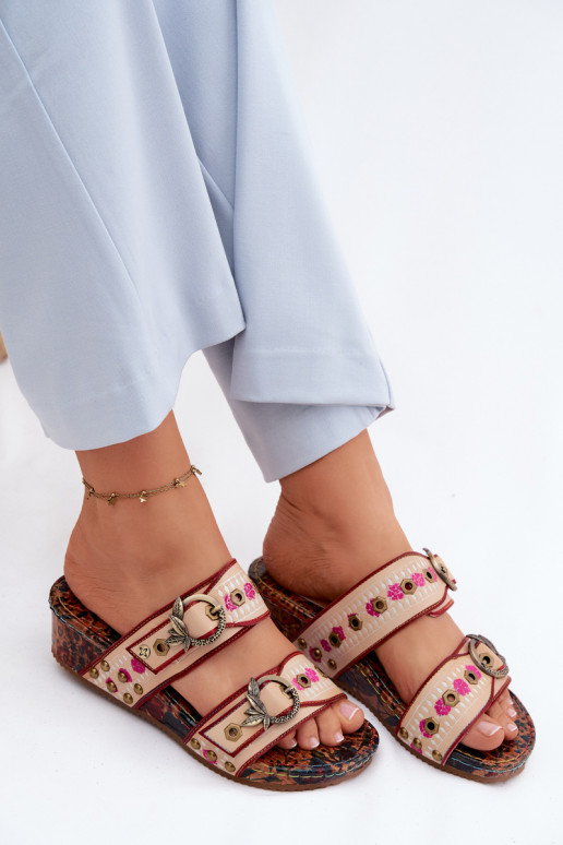 Oda Raštuotas Moteriškos šlepetės su platforma Tai turiciejka K7406-04 įvairių spalvų