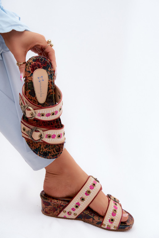 Oda Raštuotas Moteriškos šlepetės su platforma Tai turiciejka K7406-04 įvairių spalvų