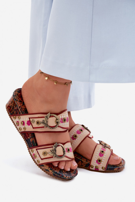 Oda Raštuotas Moteriškos šlepetės su platforma Tai turiciejka K7406-04 įvairių spalvų