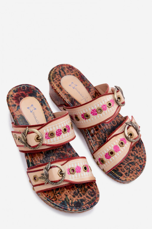 Oda Raštuotas Moteriškos šlepetės su platforma Tai turiciejka K7406-04 įvairių spalvų