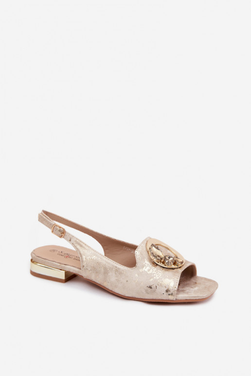 Lygiapadės basutės moterims su ornamentais S.Barski KV61-6024 aukso spalvos