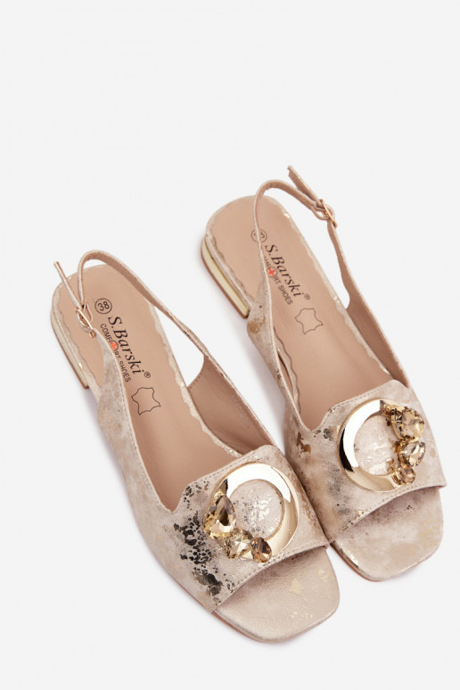 Lygiapadės basutės moterims su ornamentais S.Barski KV61-6024 aukso spalvos