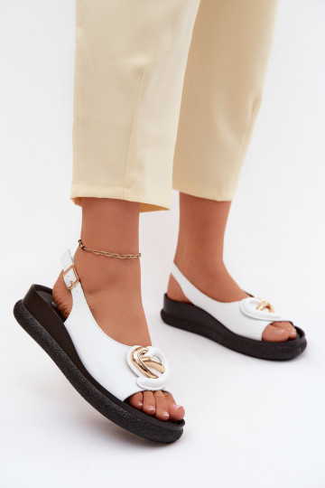 Odinės platforminės basutės su ornamentais baltos spalvos 2