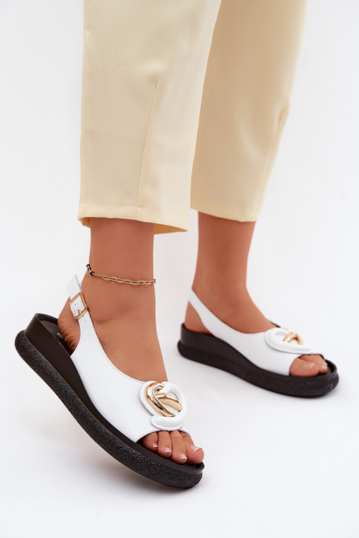 Oda Platforminės basutės su ornamentais S.Barski KV61-6047 baltos spalvos