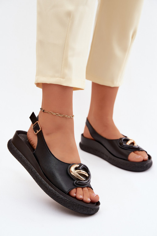 Oda Platforminės basutės su ornamentais S.Barski KV61-6047 juodos spalvos